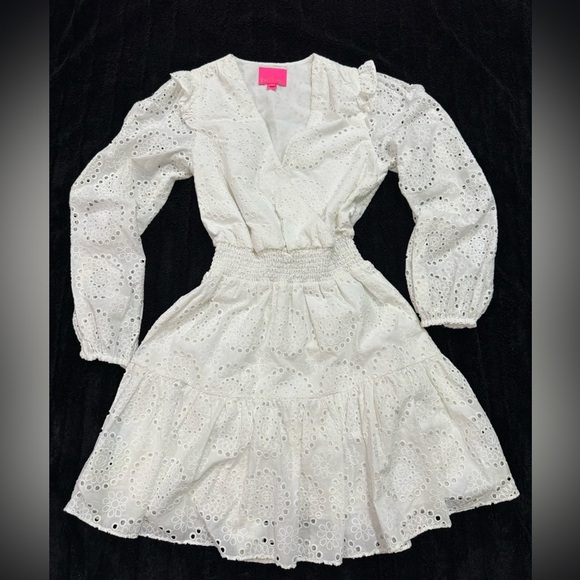 LILLY PULITZER Taviana Eyelet Dress Resort White Circle Bloom Eyelet - Picture 2 of 13